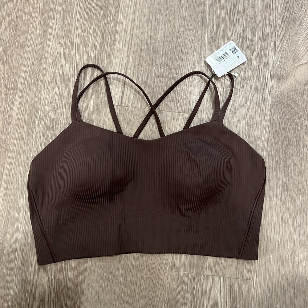 Brand new with tag: Lululemon Athletica Brown Criss-Cross Bra